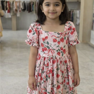 Strawberry Print Kids Dress